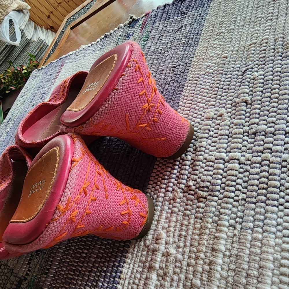 ECCO SLide Heeled Sandals Pink and Orange sz 38 - Picture 5 of 10
